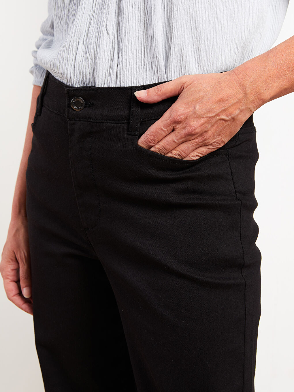 Standard Fit Regular Pocket Detailed Gabardine Women's Trousers-4