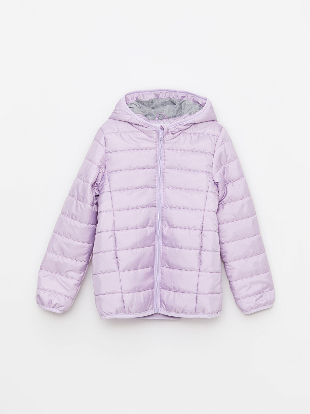 Lila Kapüşonlu Basic Kız Çocuk Şişme Mont
