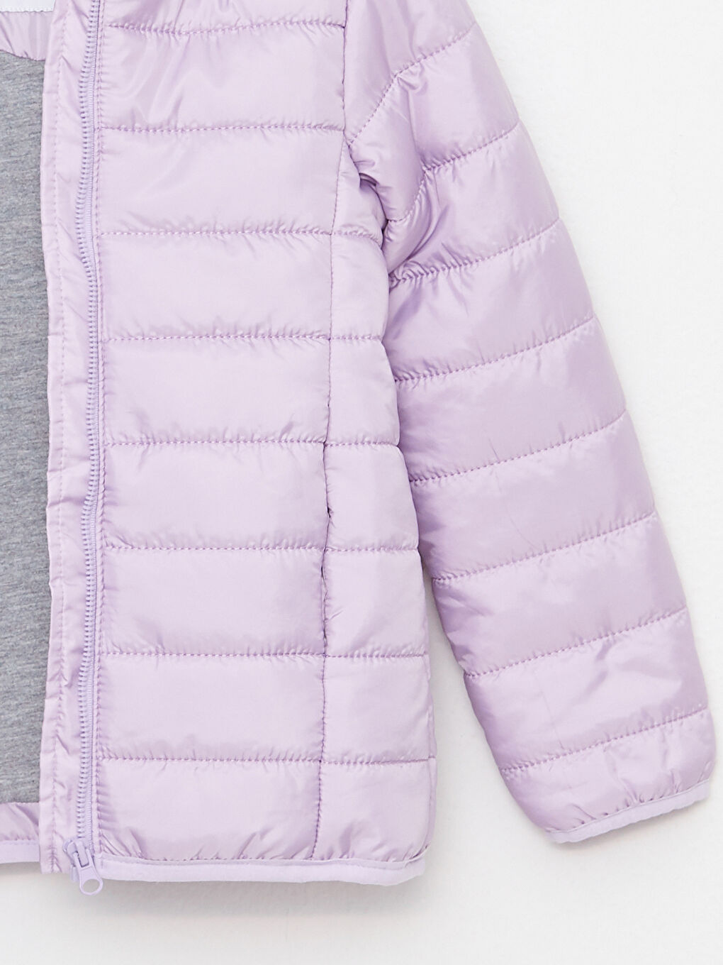 Lila Kapüşonlu Basic Kız Çocuk Şişme Mont-1