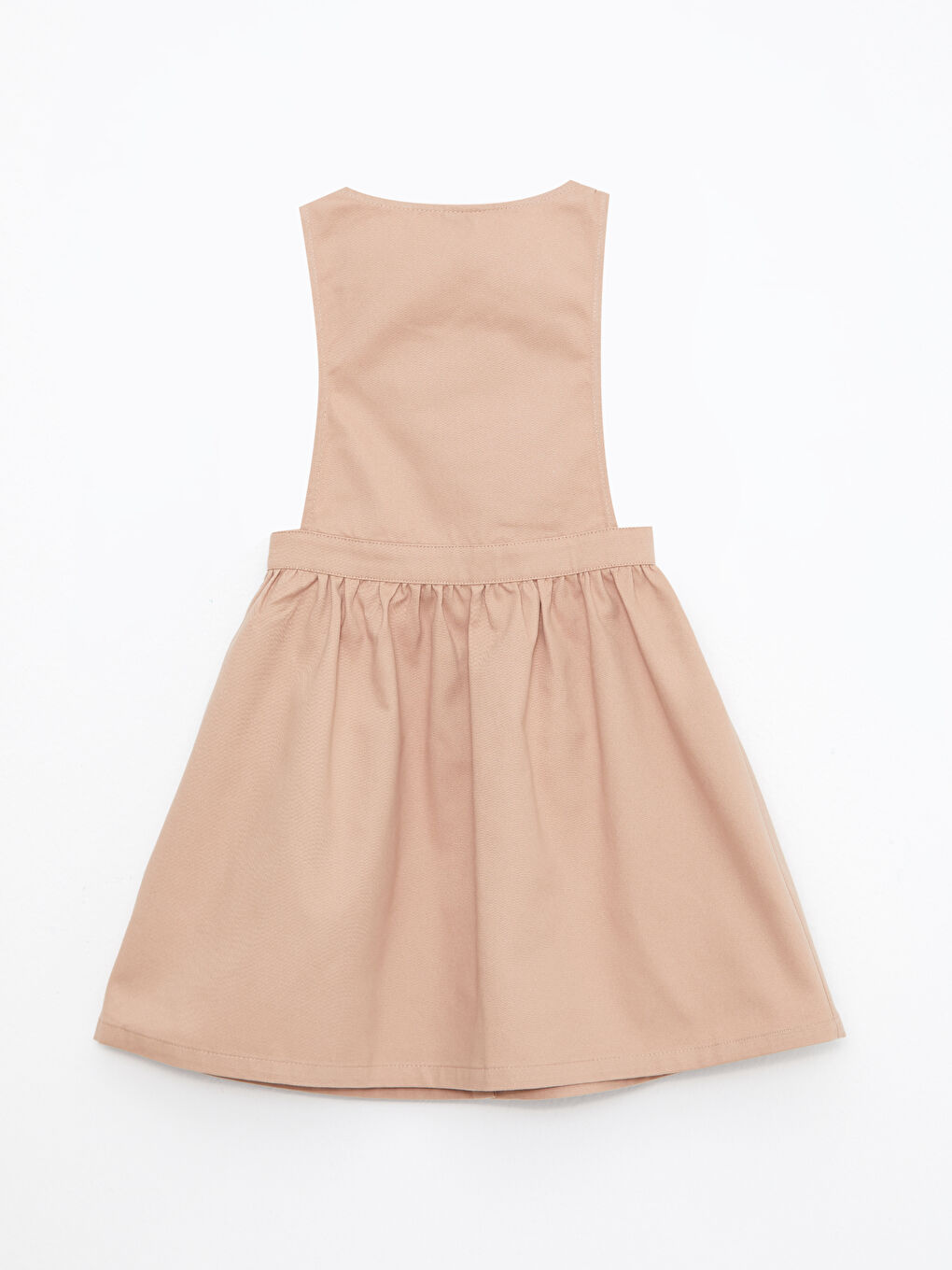 Kahverengi Bisiklet Yaka Baskılı Gabardin Kız Çocuk Elbise-1