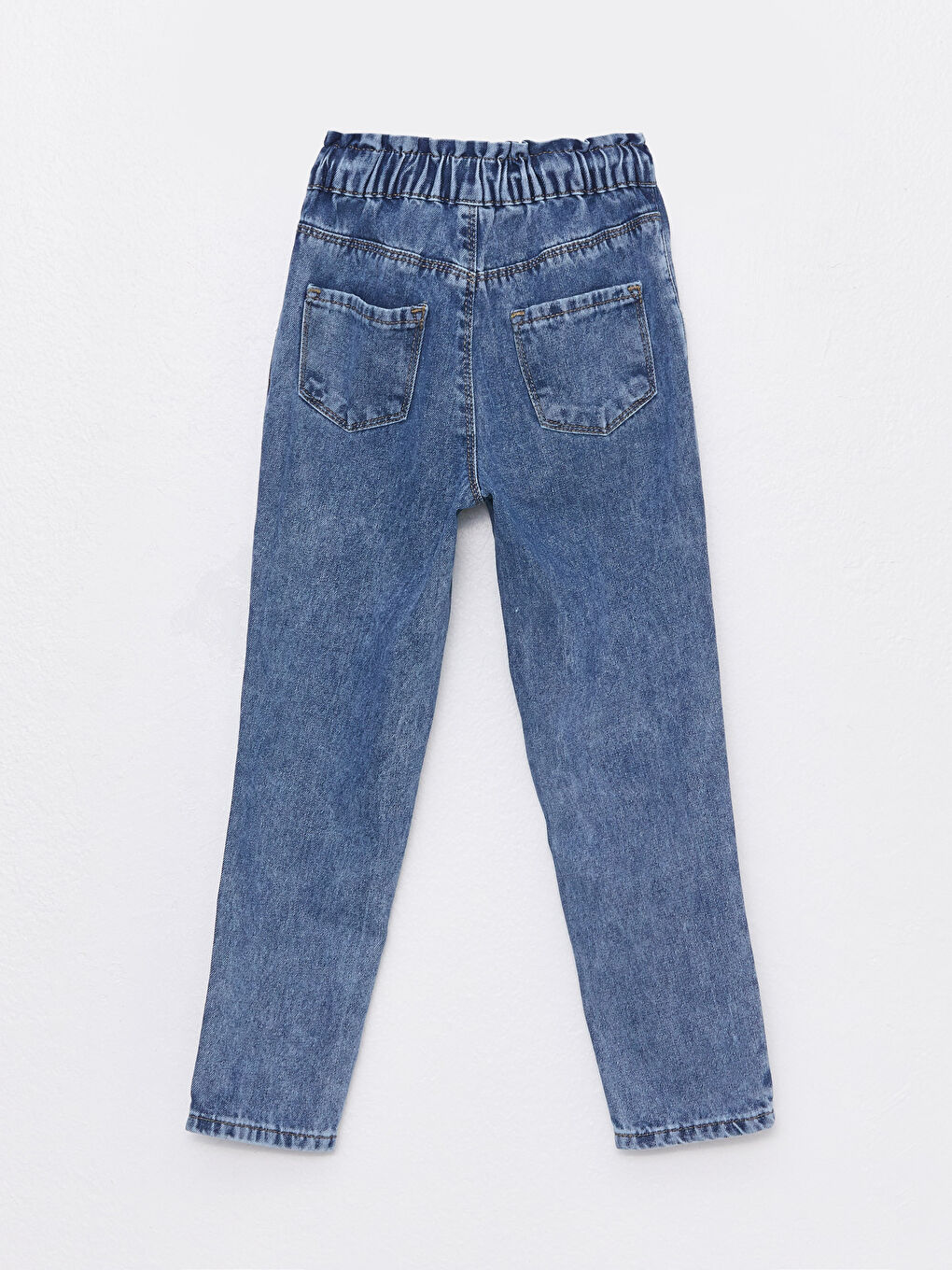 Mavi Beli Lastikli Minnie Mouse ve Daisy Duck Baskılı Kız Çocuk Jean Pantolon-1