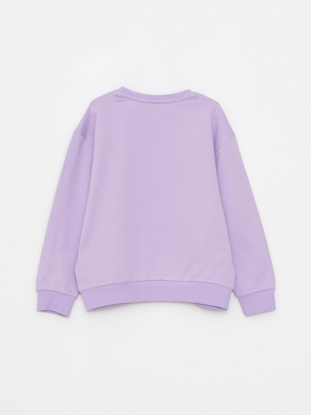 Lila Bisiklet Yaka Minnie ve Mickey Mouse Baskılı Uzun Kollu Kız Çocuk Sweatshirt-1