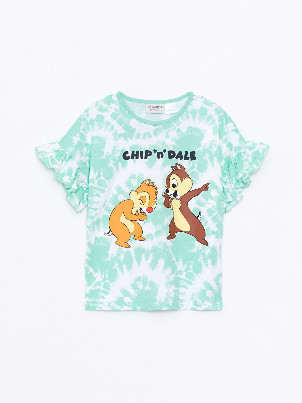 LCW Kids Crew Neck Chip'n Dale Printed Short Sleeve Cotton Girls' T-Shirt -W24947Z4-LRK