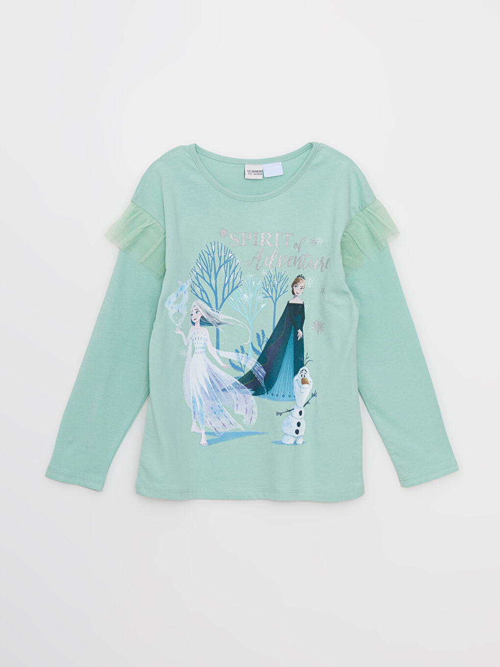 LCW Kids Rundhalsausschnitt Frozen Bedrucktes Langarm Mädchen T-Shirt -W24957Z4-G8R