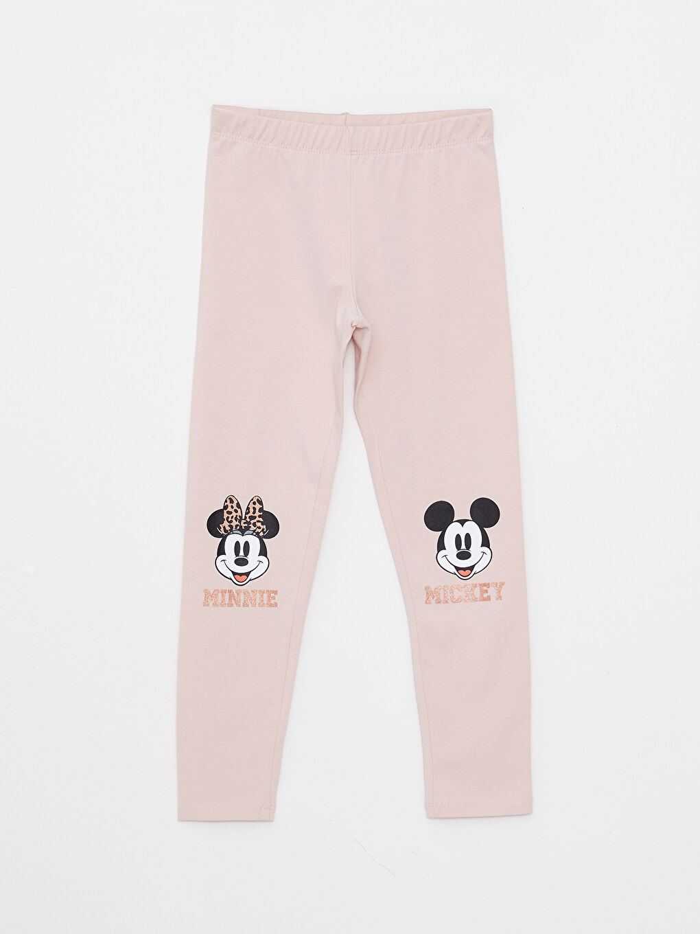 Elastic Waist Minnie and Mickey Mouse Printed Cotton Girls' Tights