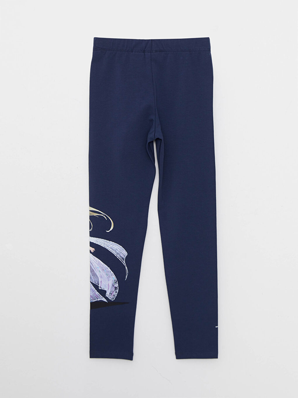 Lacivert Beli Lastikli Elsa Baskılı Pamuklu Kız Çocuk Tayt-1