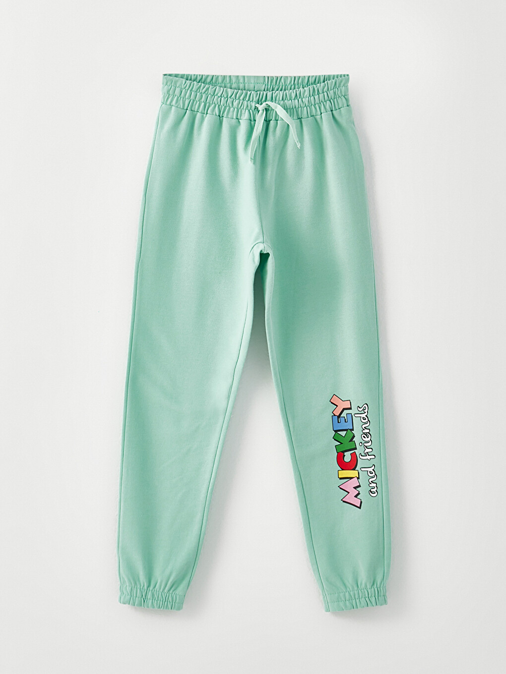 Ekru Bisiklet Yaka Disney Baskılı Uzun Kollu Kız Çocuk Sweatshirt ve Eşofman Altı-2