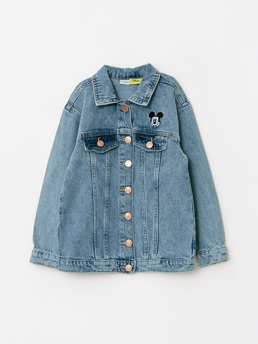 Shirt Collar Mickey and Friends Printed Girl Jean Jacket