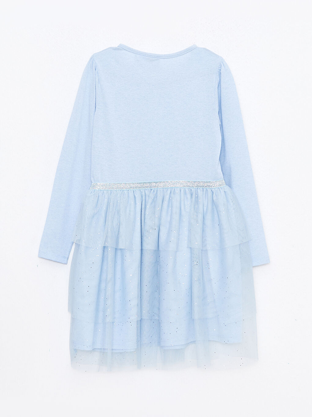 Mavi Bisiklet Yaka Elsa Baskılı Uzun Kollu Kız Çocuk Elbise ve Pelerin-1