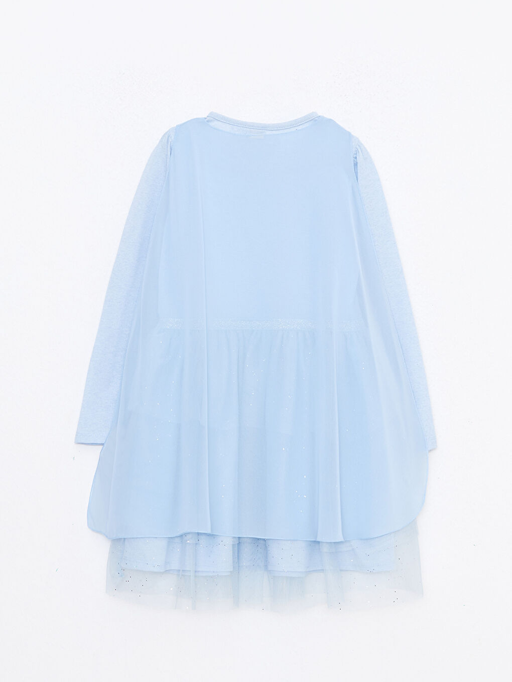 Mavi Bisiklet Yaka Elsa Baskılı Uzun Kollu Kız Çocuk Elbise ve Pelerin-2