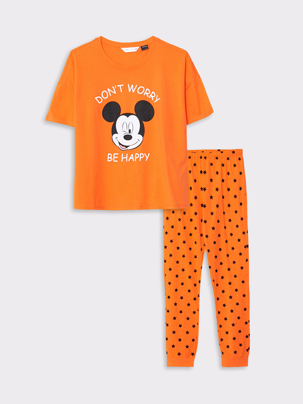 LCW Young Crew Neck Mickey Mouse Printed Short Sleeve Cotton Women's Pajamas Set -W24992Z8-LSR