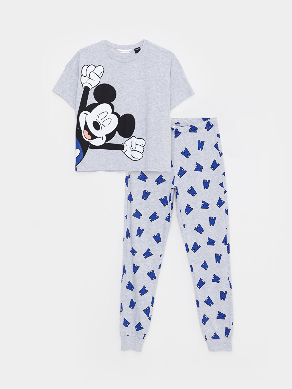 Crew Neck Mickey Mouse Printed Short Sleeve Women's Pyjamas Set-5