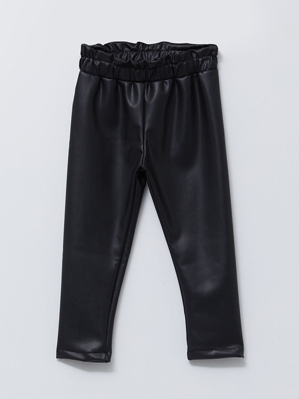 Siyah Beli Lastikli Deri Görünümlü Kız Bebek Pantolon-1