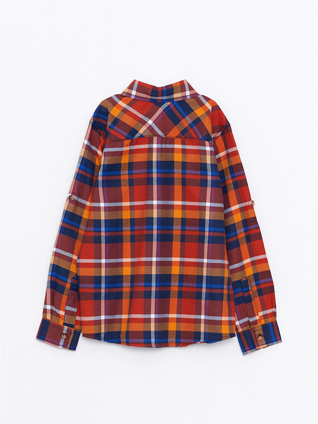 Turuncu Ekose Uzun Kollu Gabardin Erkek Çocuk Gömlek-1