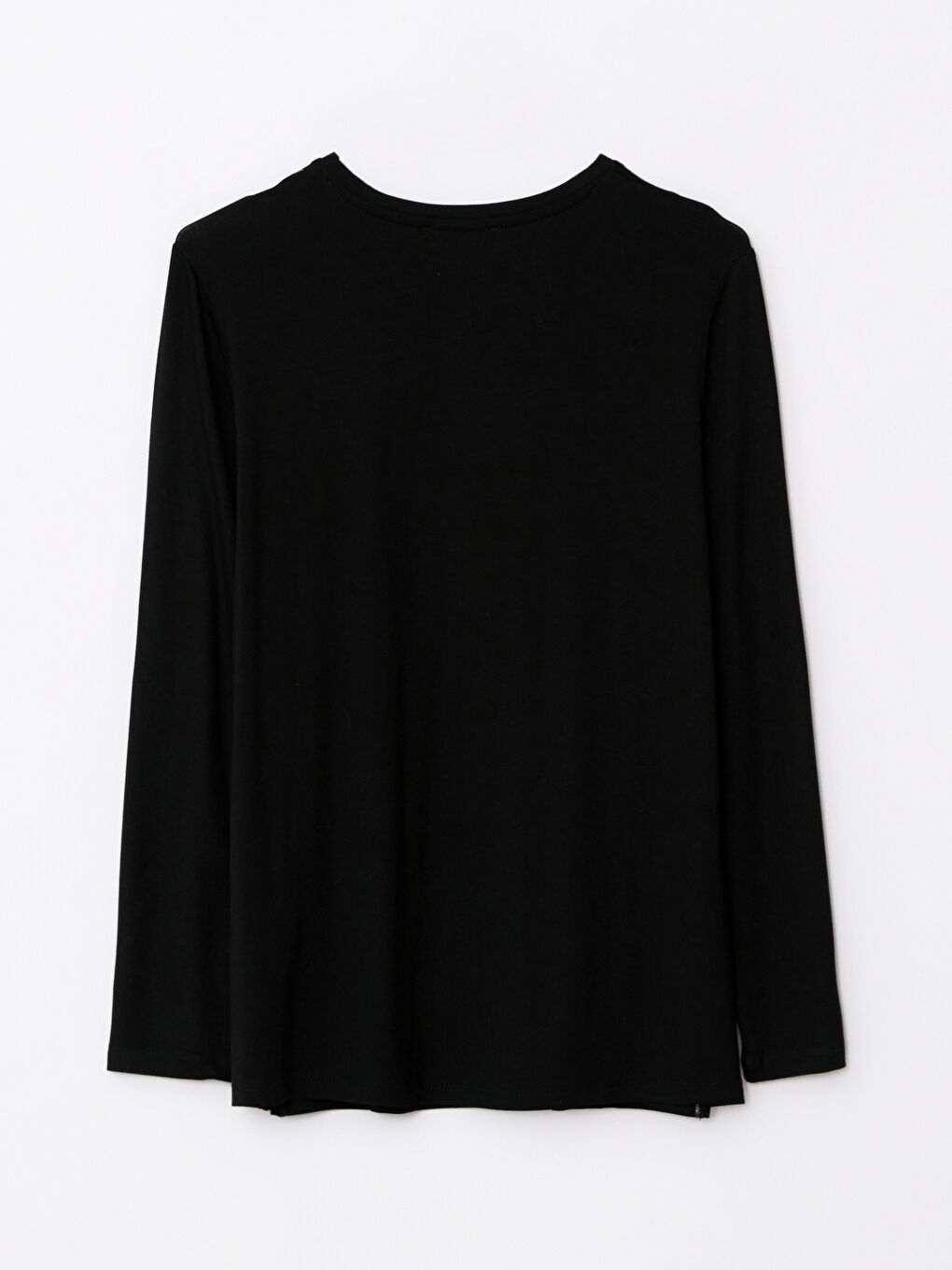 Siyah Bisiklet Yaka Desenli Uzun Kollu Kadın Bluz-6