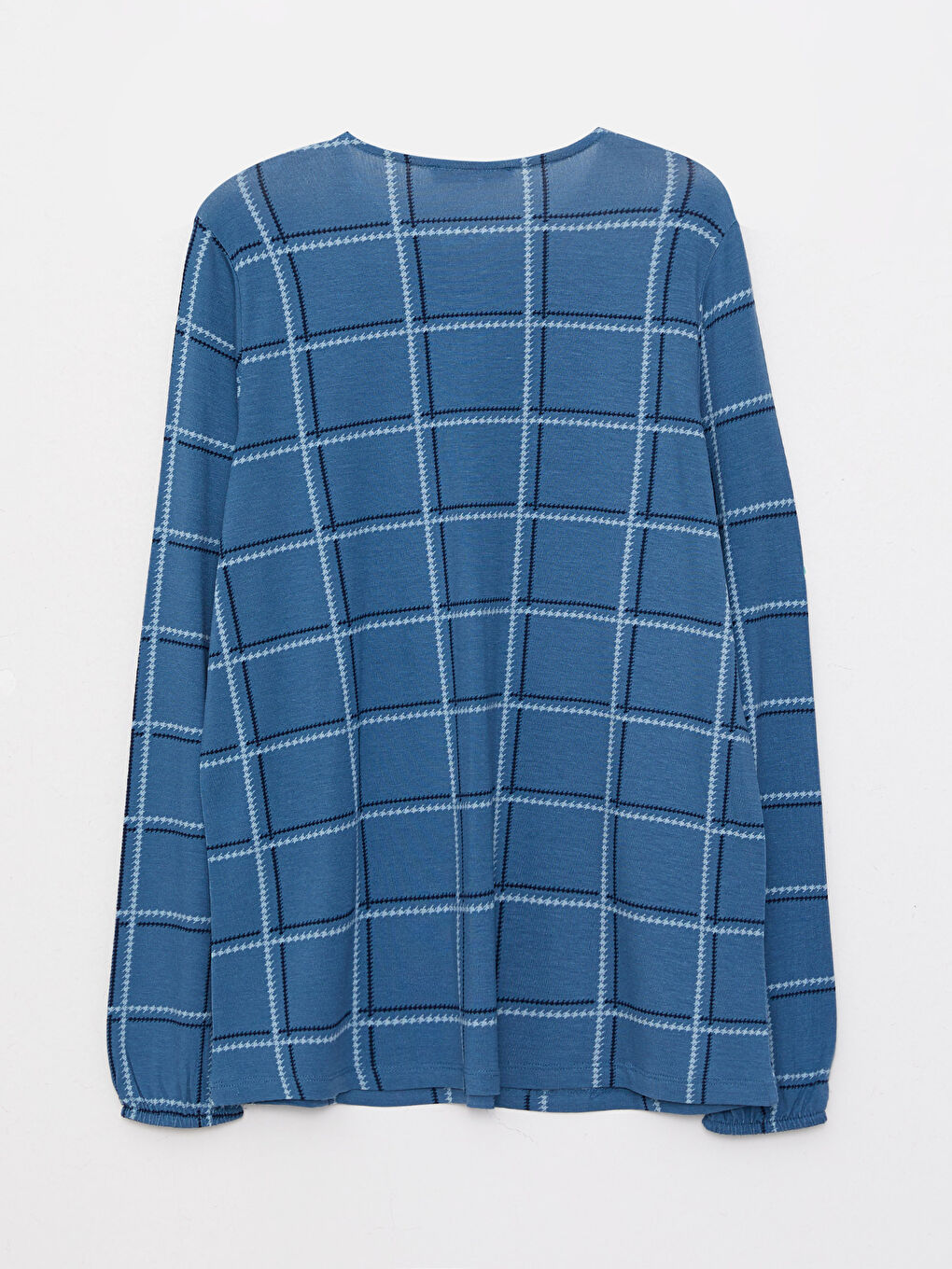 T-shirt pour Femmes à Manches Longues à Col Lavallière Écossais-6