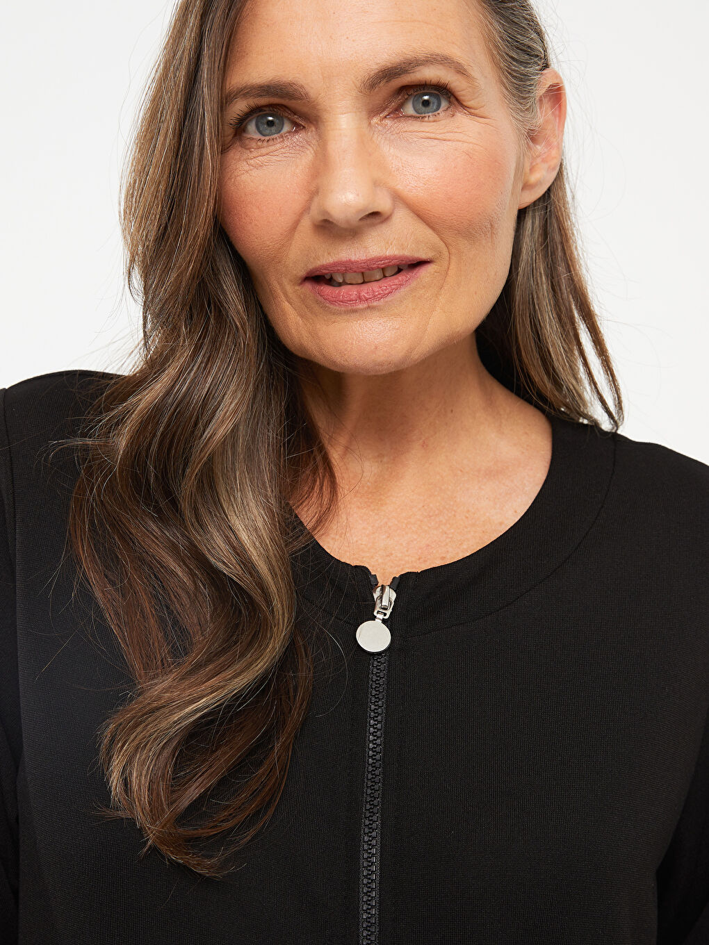 Crew Neck Plain Long Sleeve Women's Cardigan-2