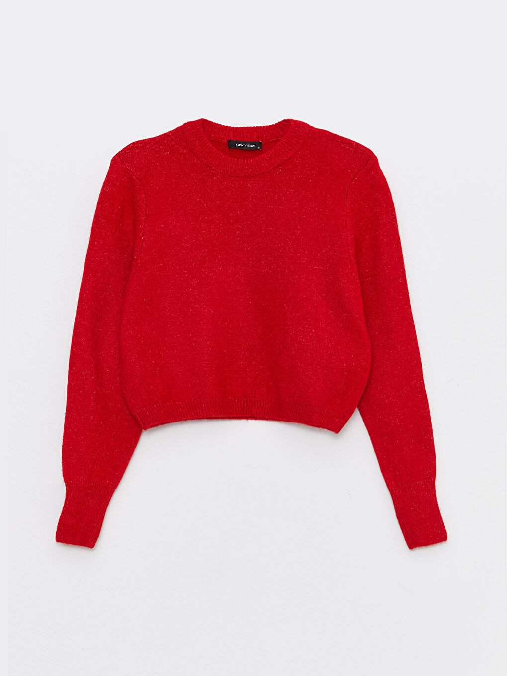 Kırmızı Bisiklet Yaka Düz Uzun Kollu Kadın Triko Kazak-4