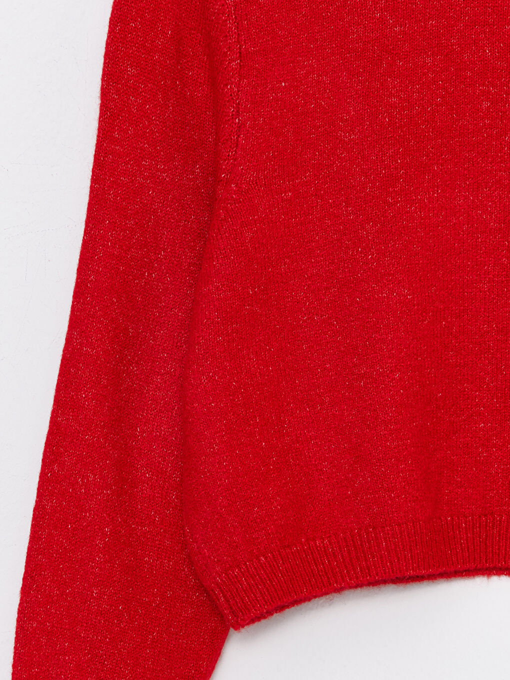 Kırmızı Bisiklet Yaka Düz Uzun Kollu Kadın Triko Kazak-6