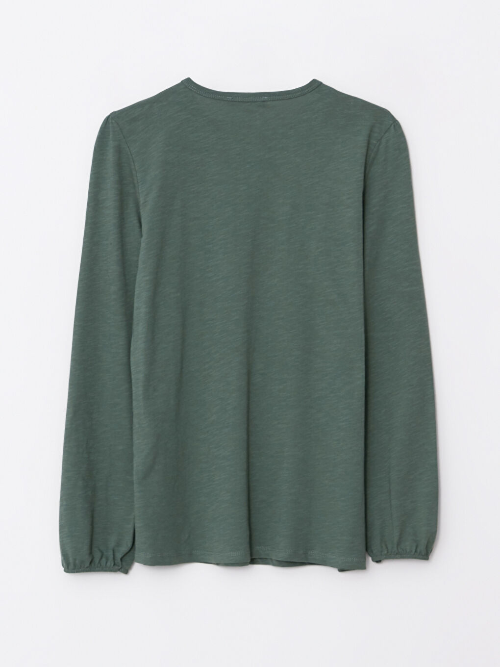 Crew Neck Embroidered Long Sleeve Cotton Women's T-Shirt-5