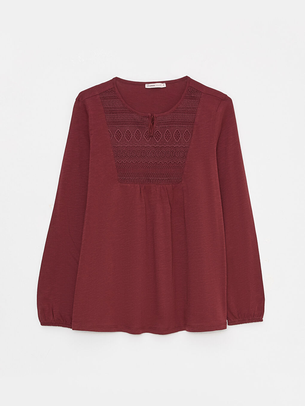 بلوزة نسائية بأكمام طويلة مع رقبة مربوطة ومطرزة-5