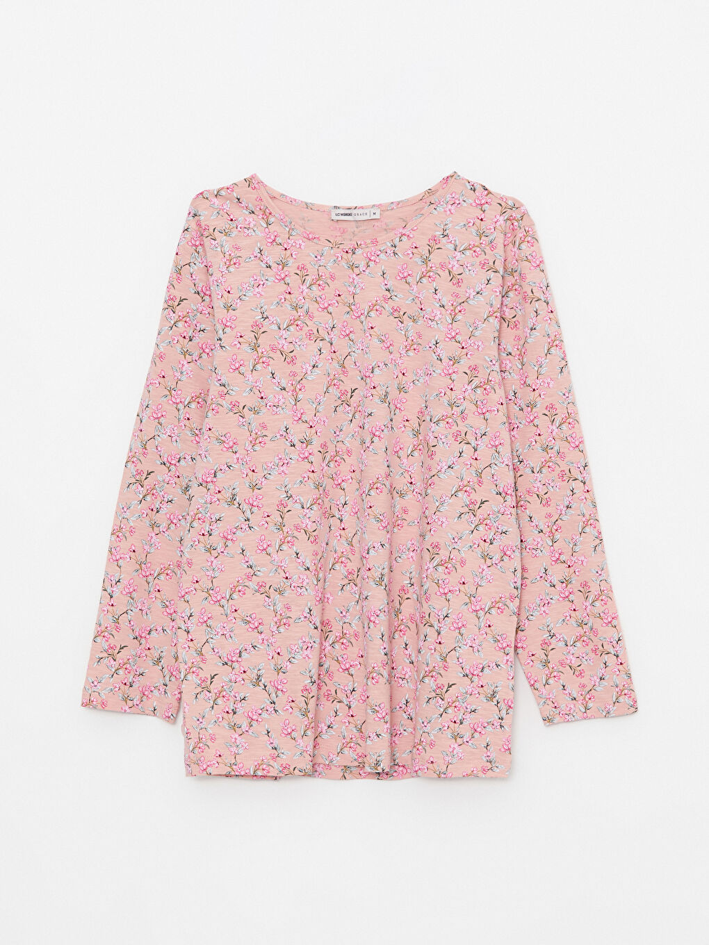 Футболка с круглым вырезом, с принтом, с длинным рукавом, хлопковая, для женщин-5