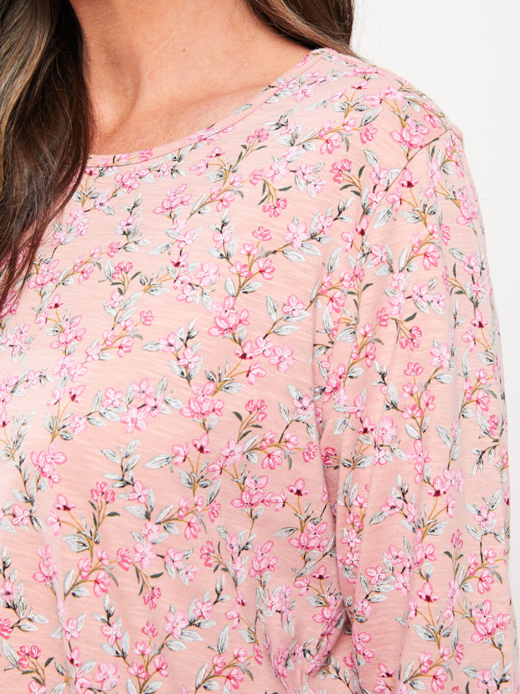 Футболка с круглым вырезом, с принтом, с длинным рукавом, хлопковая, для женщин-3