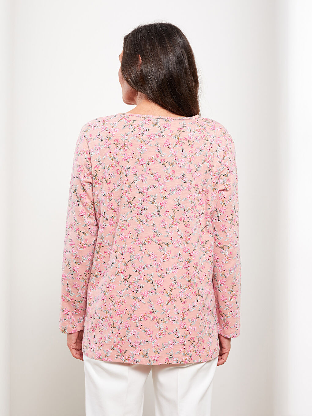 Футболка с круглым вырезом, с принтом, с длинным рукавом, хлопковая, для женщин-4