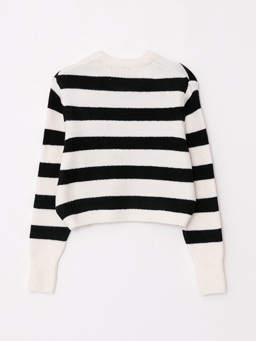 Свитер из трикотажа с воротником-труба, полосатый, с длинным рукавом, кроп для женщин-6
