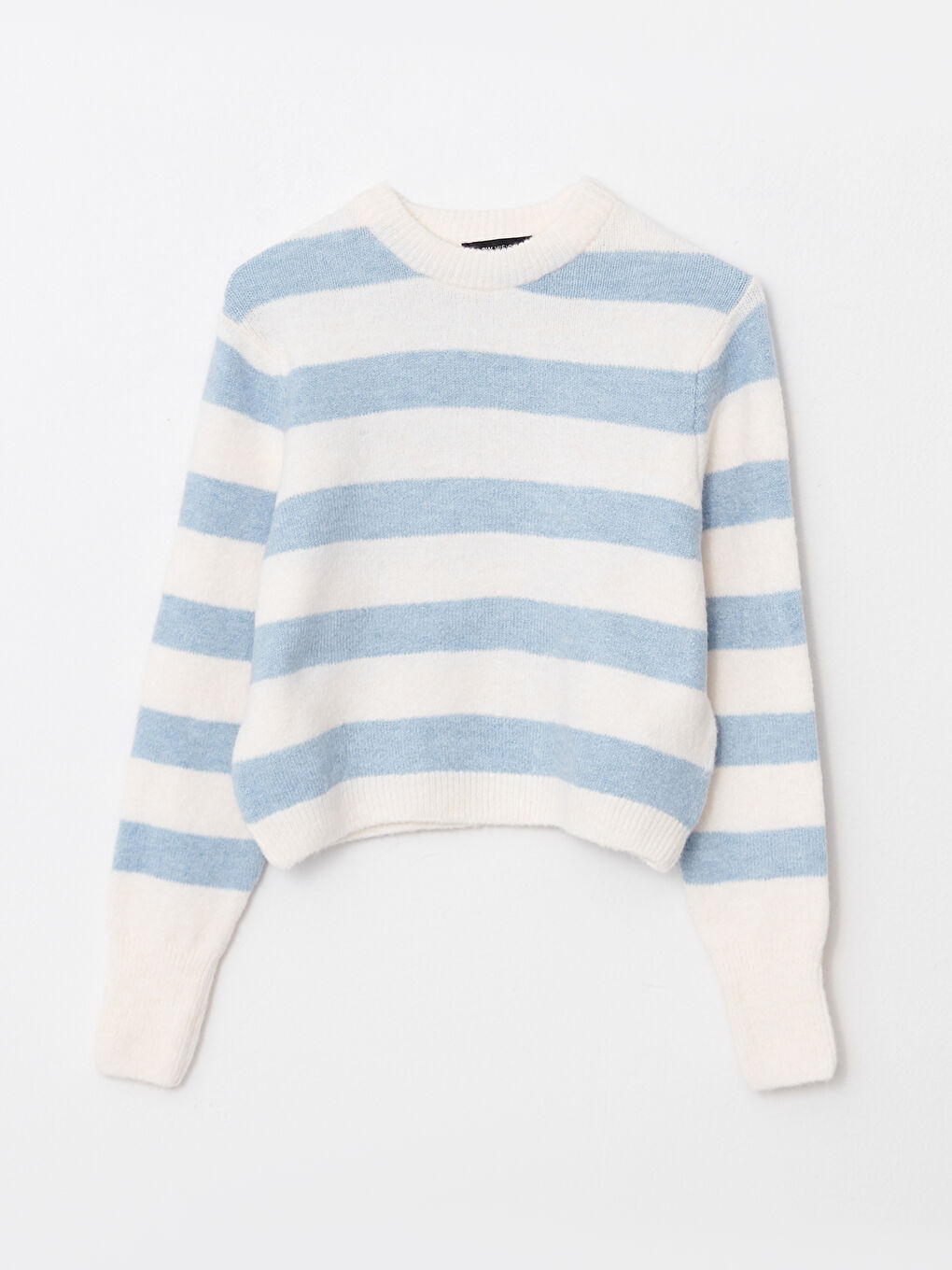 Stand Up Collar Striped Long Sleeve Crop Women's Knitwear Sweater-4