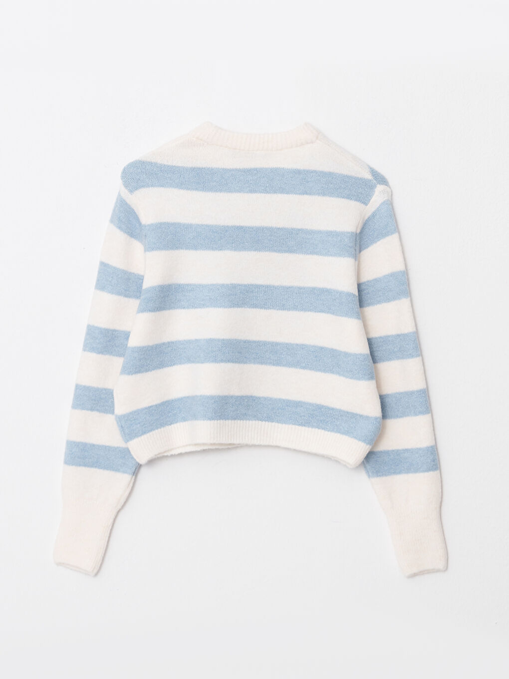 Stand Up Collar Striped Long Sleeve Crop Women's Knitwear Sweater-5