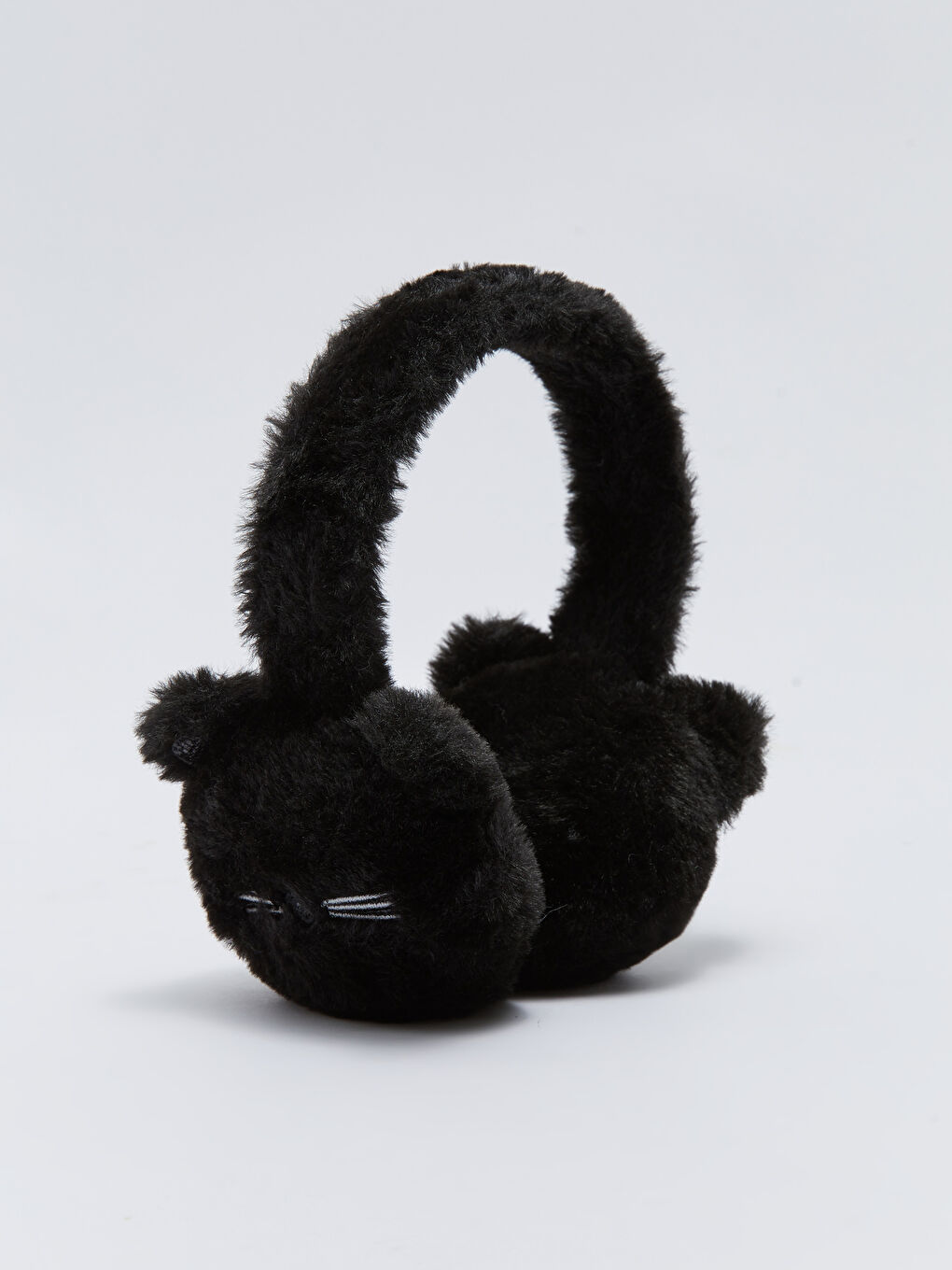Siyah 3D Aplike Detaylı Kız Çocuk Pelüş Kulaklık