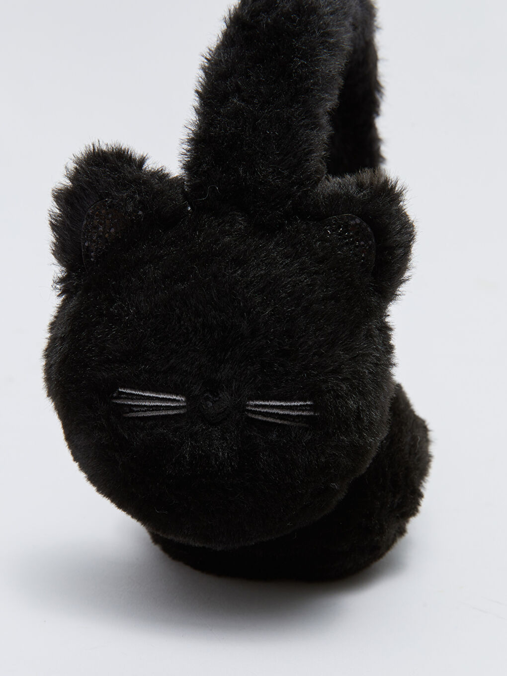 Siyah 3D Aplike Detaylı Kız Çocuk Pelüş Kulaklık-2