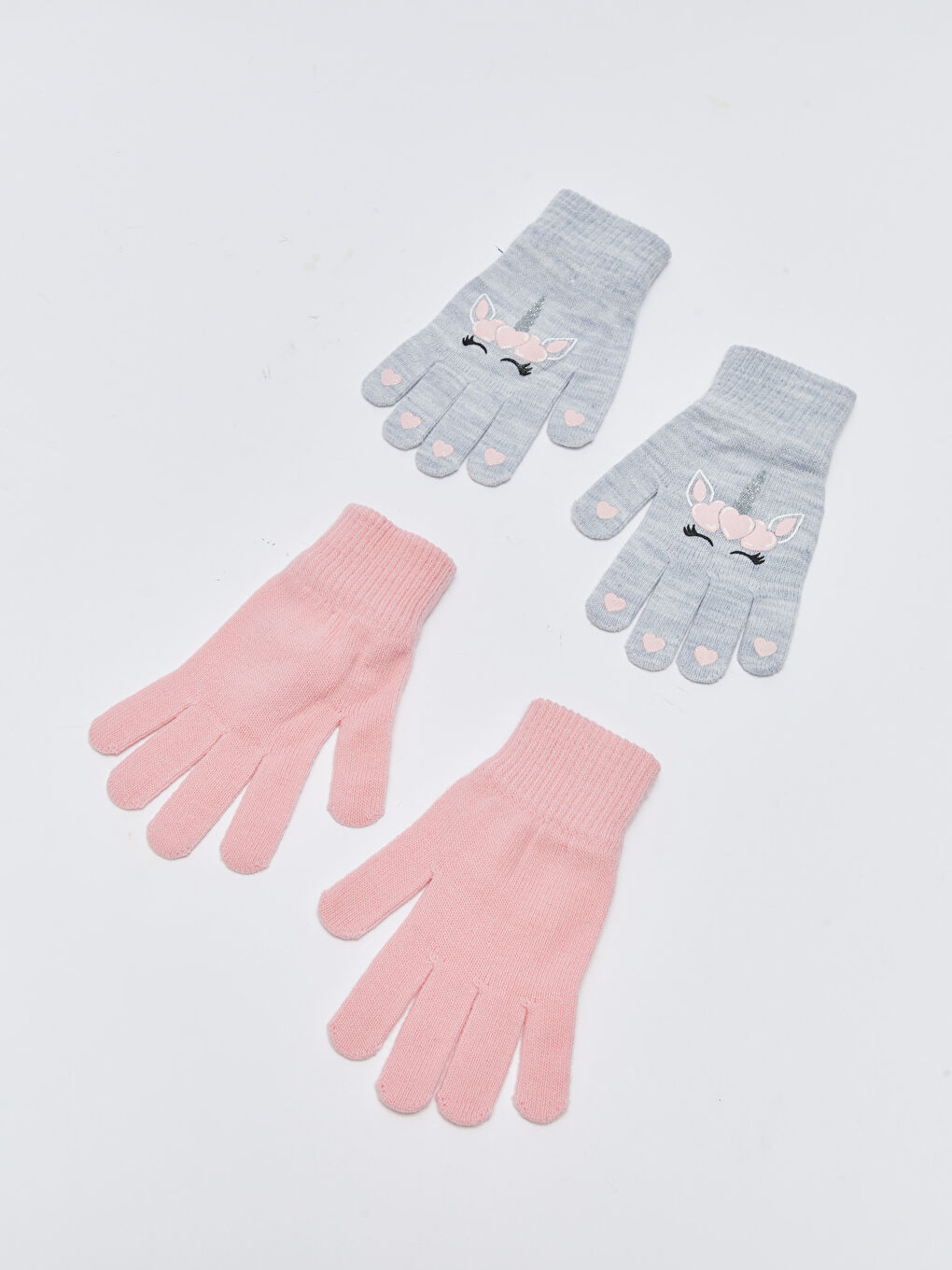 Printed Girls' Knitwear Gloves 2 Pack