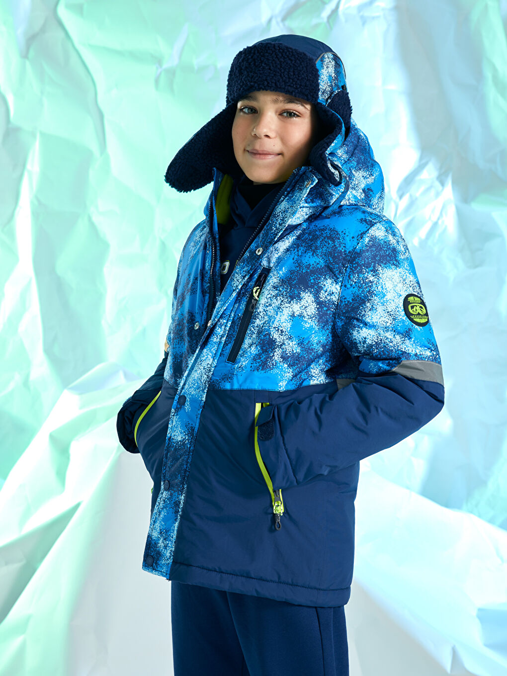 Hooded Printed Boy Ski Coat-2