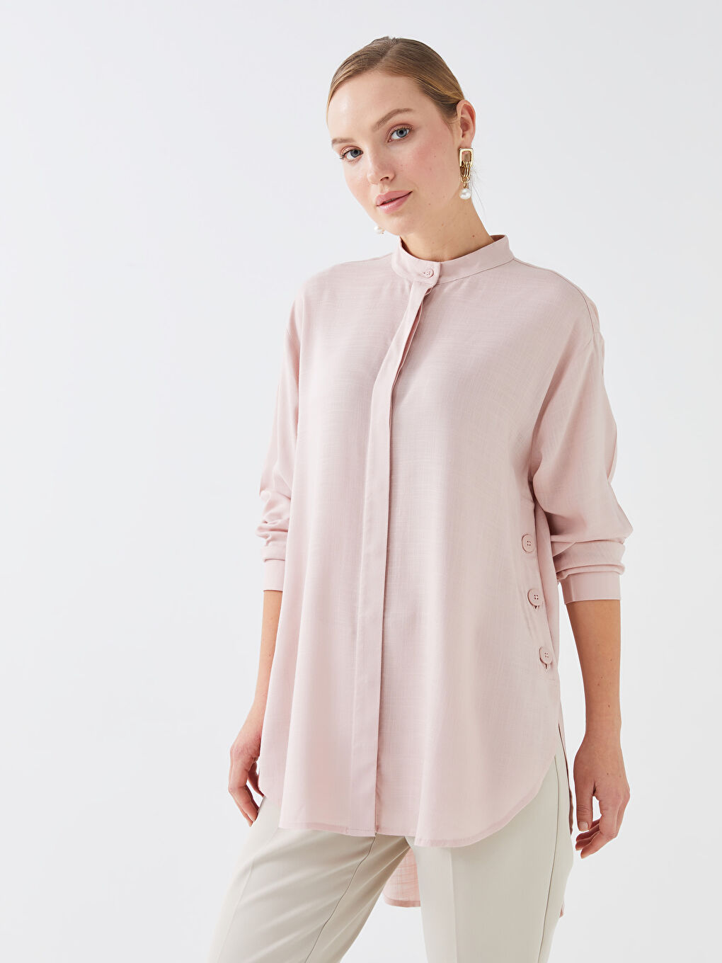 Tunică pentru Femei cu Guler de Judecător, Simplă, Mânecă Lungă