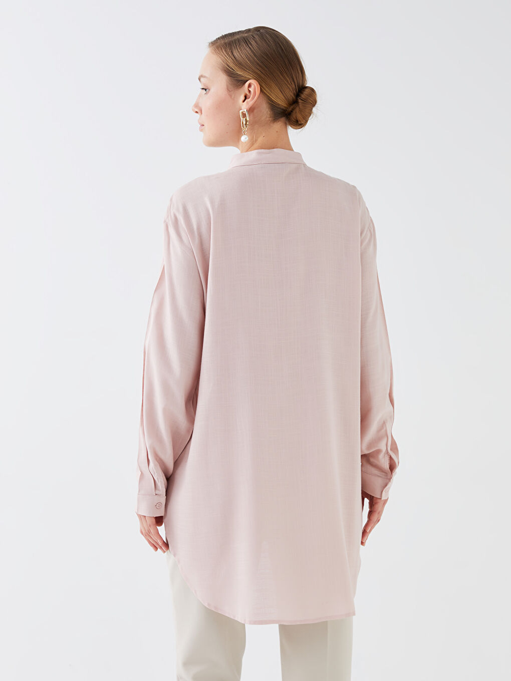 Tunică pentru Femei cu Guler de Judecător, Simplă, Mânecă Lungă-4