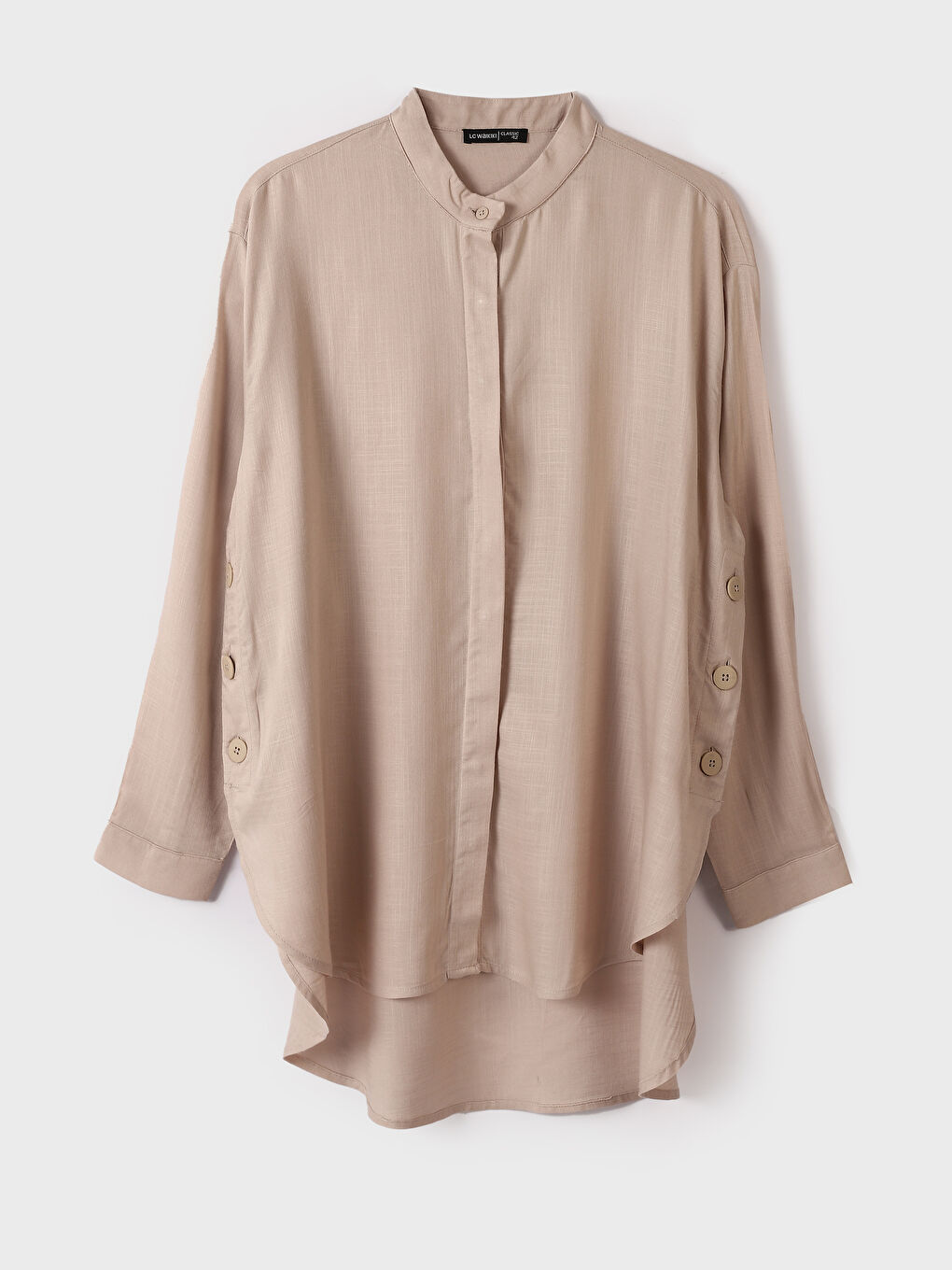 Grandad Collar Plain Long Sleeve Women's Tunic