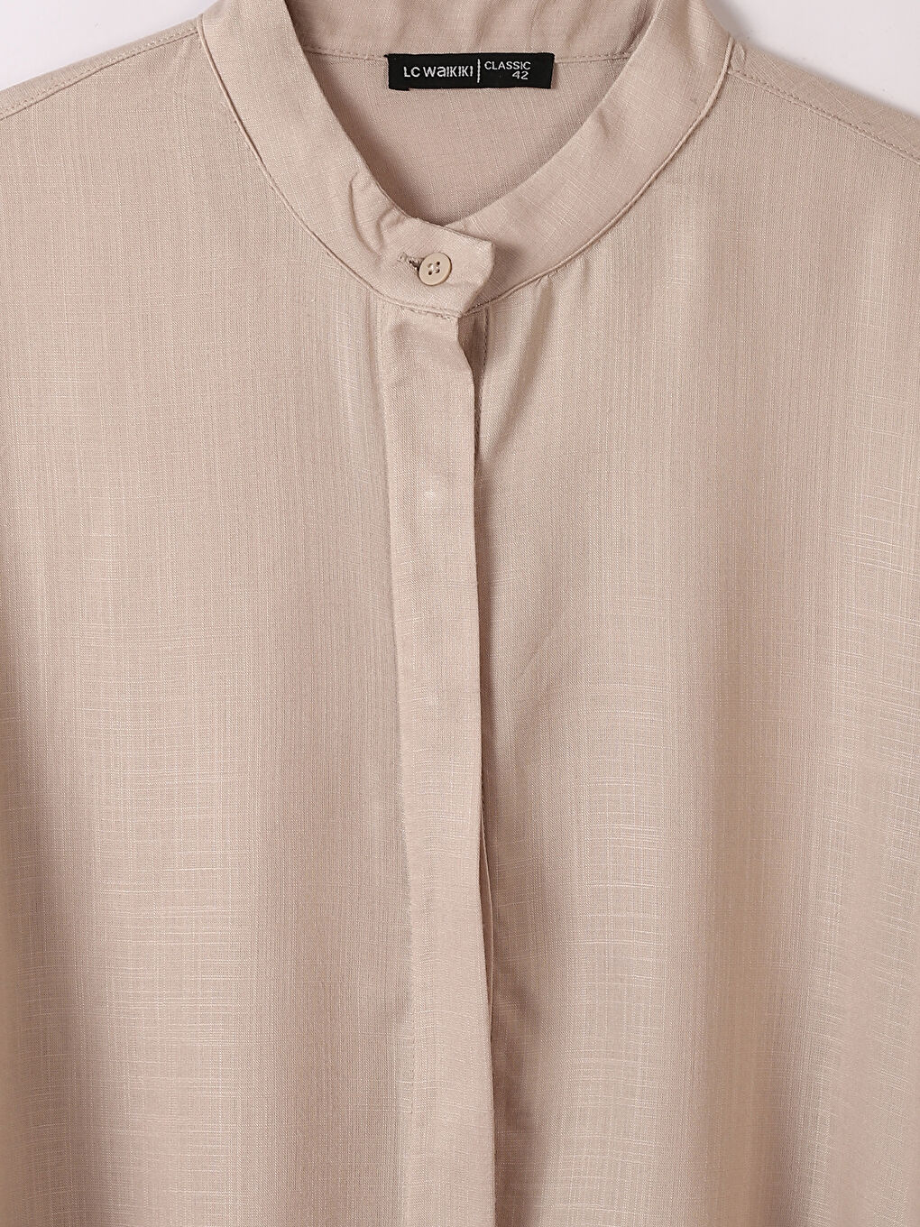 Grandad Collar Plain Long Sleeve Women's Tunic-2