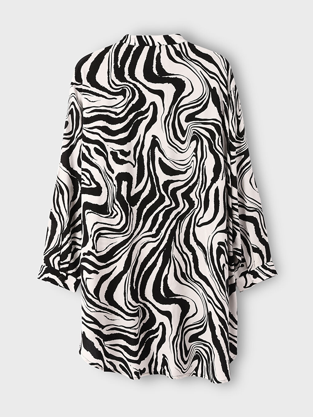 قميص تونيك نسائي بياقة قمع منقوش-1