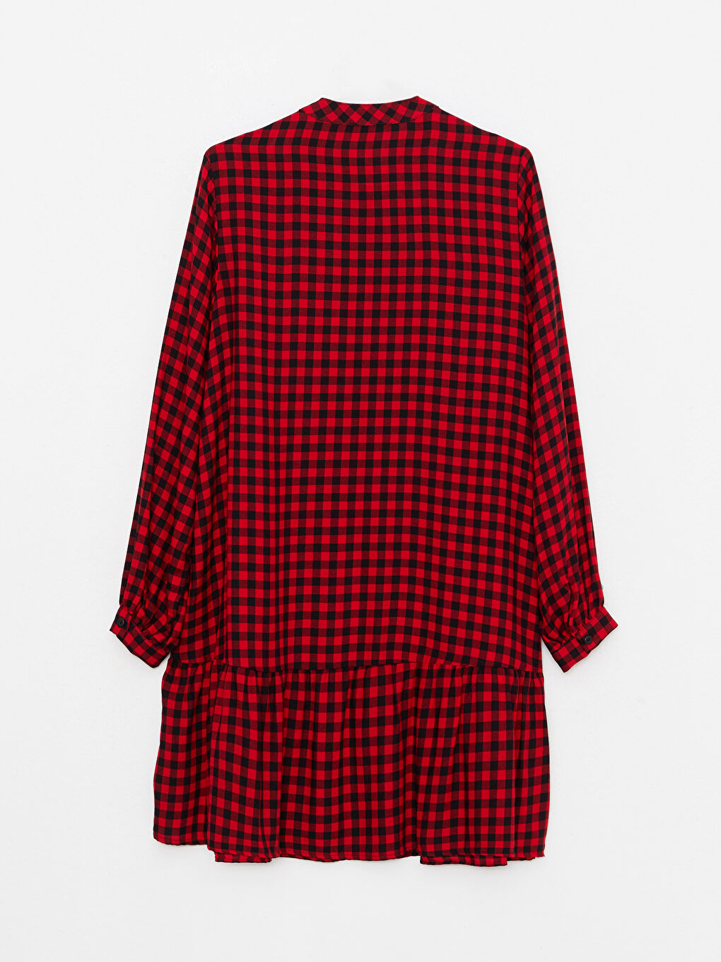 Kırmızı Bisiklet Yaka Ekose Uzun Kollu Kadın Tunik-6