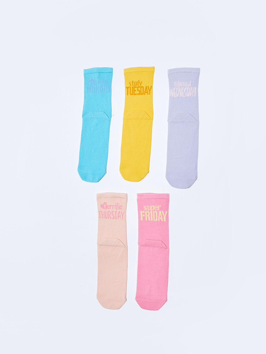 Turkuaz Kadın Düz Soket Çorap 5'li-1