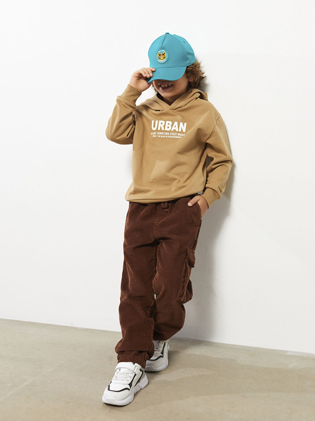 Elastic Waist Basic Velvet Boys' Trousers