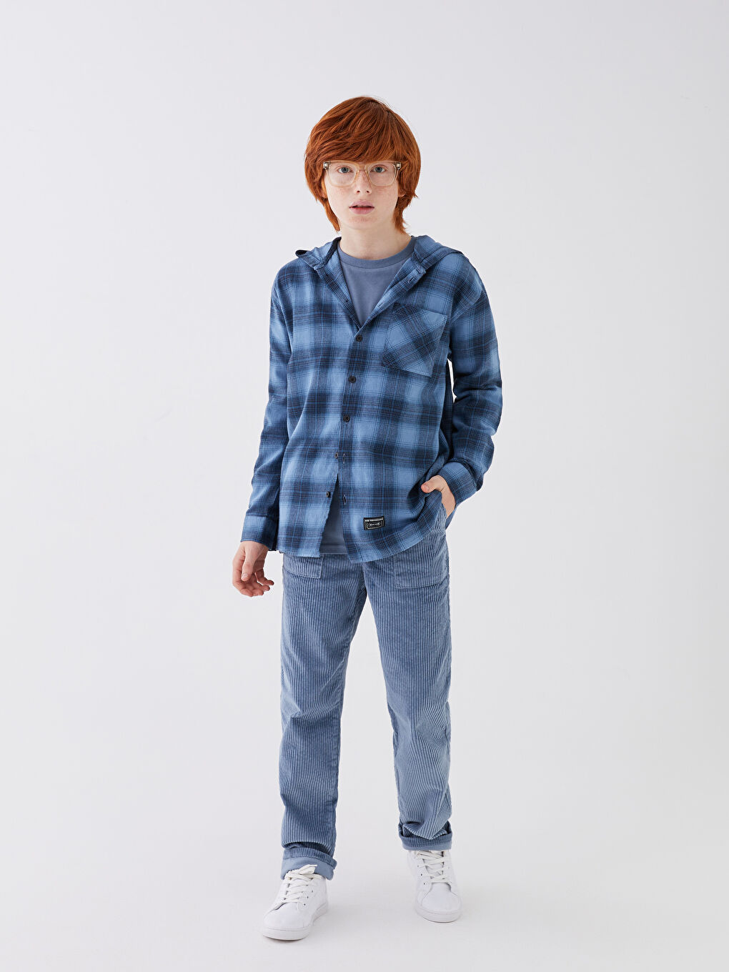 Opušteni kroj košulja sa kapuljačom od kepera za dečake-4