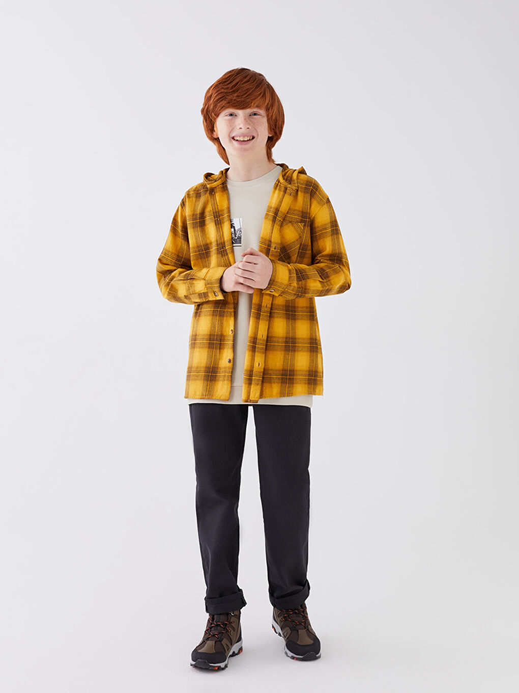LCW Kids Comfortable Fit Hooded Gabardine Boy Shirt -W25143Z4-LQ2
