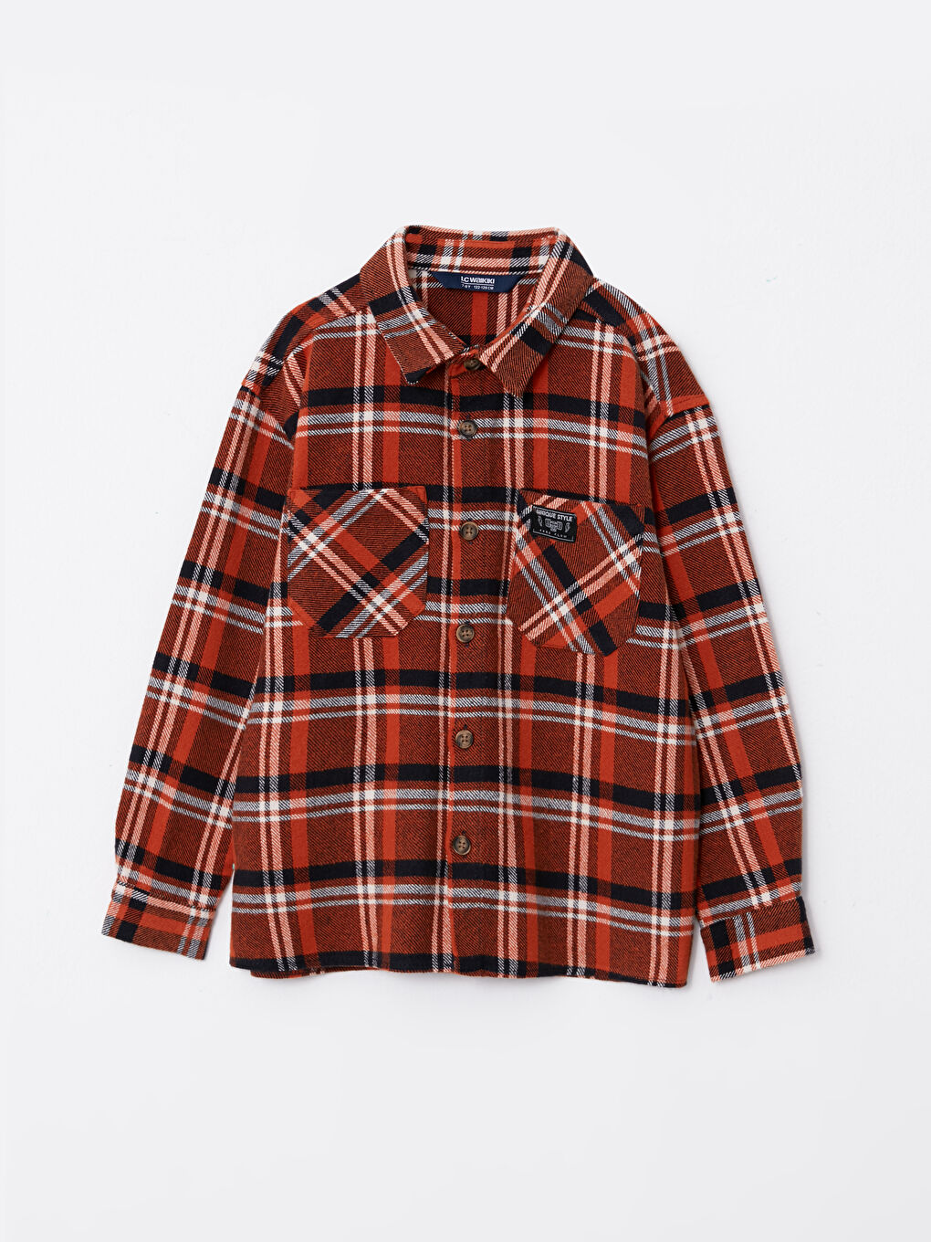 Plaid Long Sleeve Gabardine Boy Shirt-3