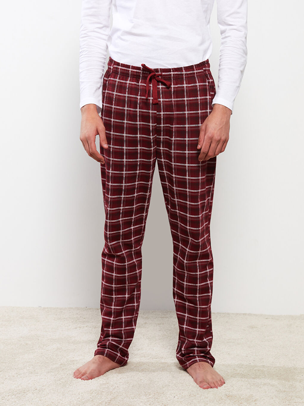 Мужские пижамные брюки в клетку стандартного кроя-3