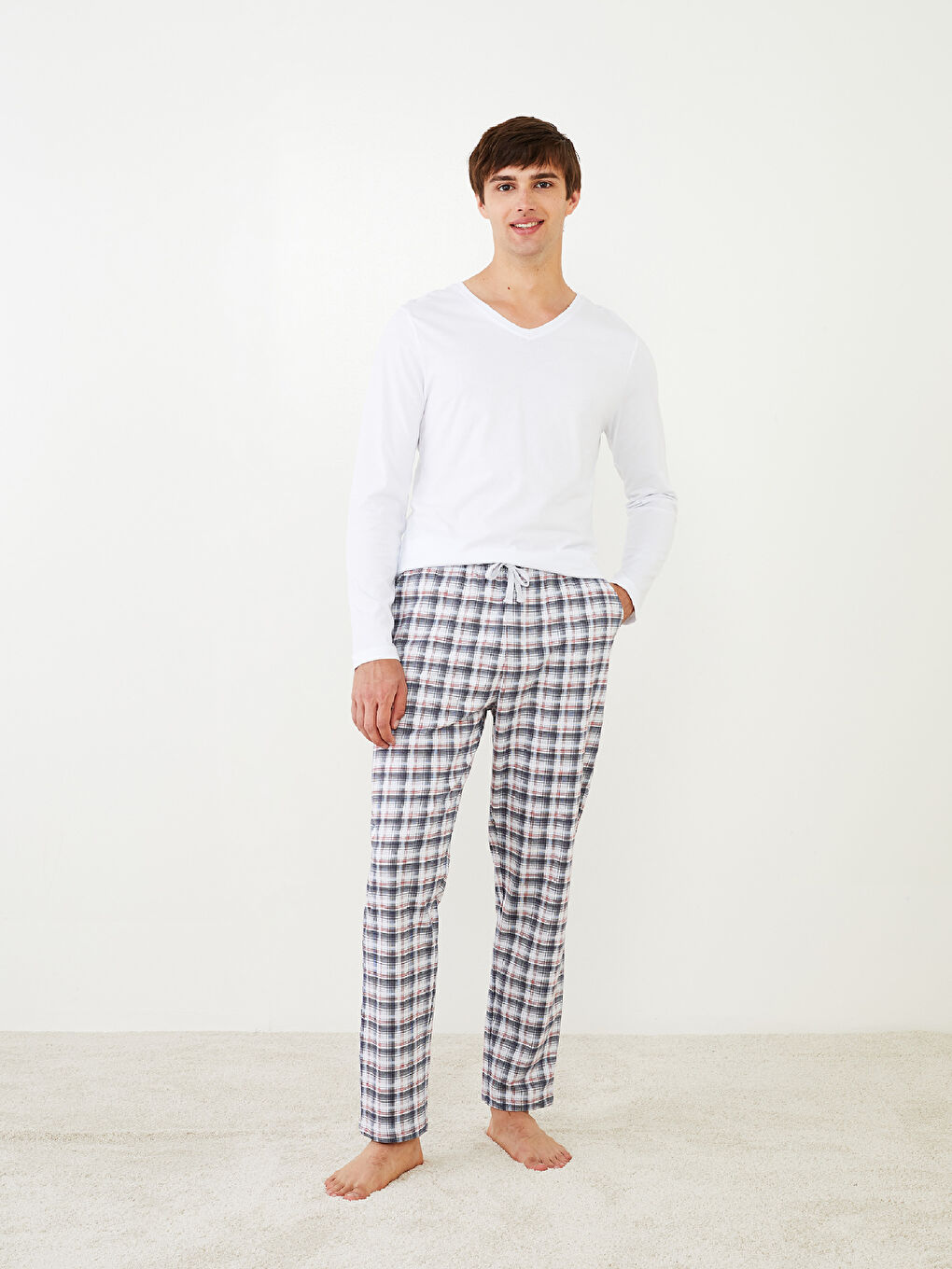 Редовен фит Каре Долнища на пижами за мъже-1