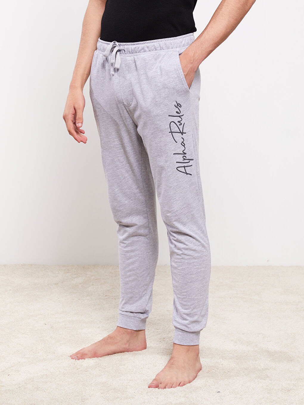 Gri Standart Kalıp Erkek Jogger Pijama Alt-2