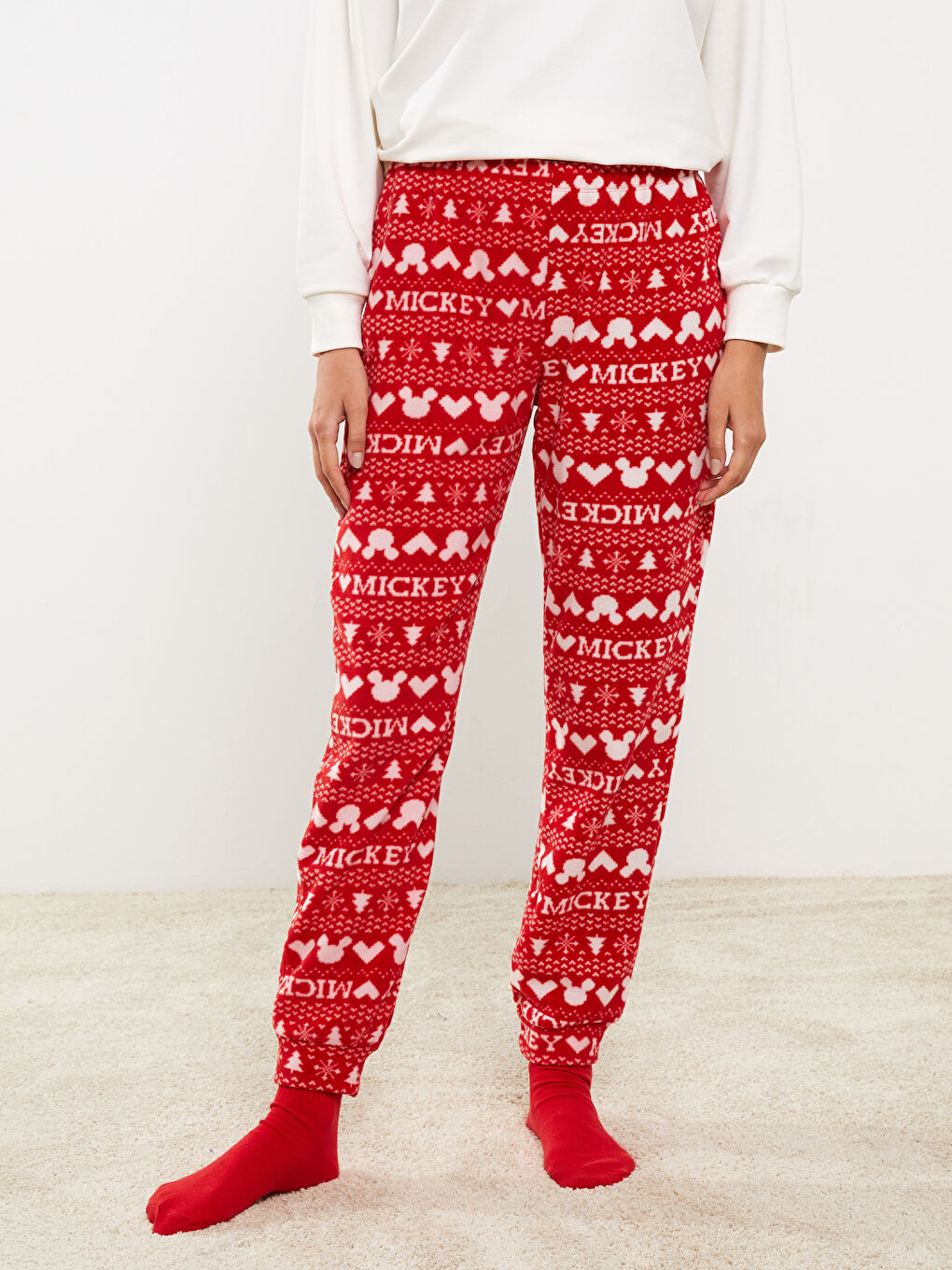 LCW Young Mickey-Mouse-Gemusterte Pyjama-Hosen für Damen -W25168Z8-LTP